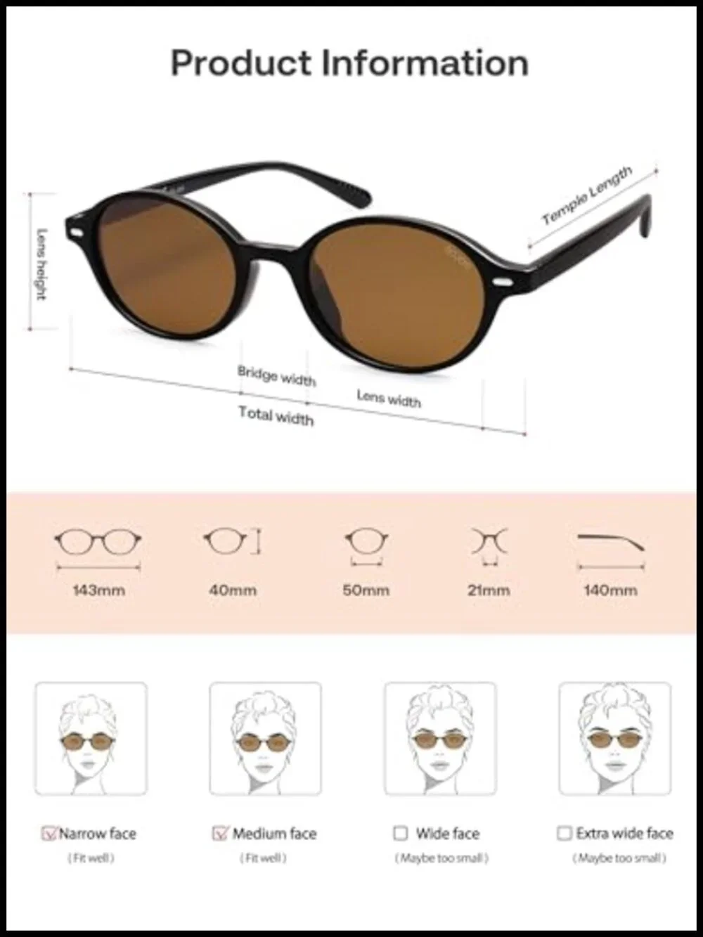 Retro Oval Round Polarized Sunglasses for Women Men, Small Chic Vintage Sunnies